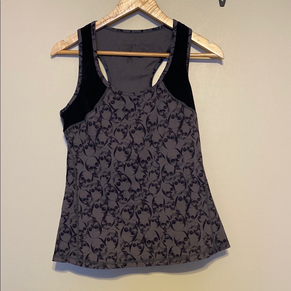 Torrid Charcoal and Black Skull Tank Top
